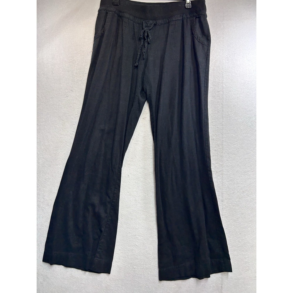 Love Tree Womens Black Trouser Pants Size Large,‎ Linen Viscose, Pockets